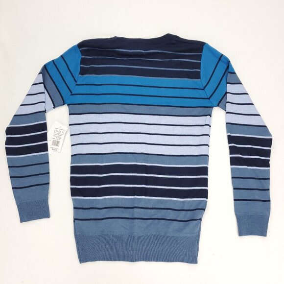 Faze 1 Sweater Boys Large 14/16 Blue Multi Stripped Pullover Crew Neck - Picture 7 of 9